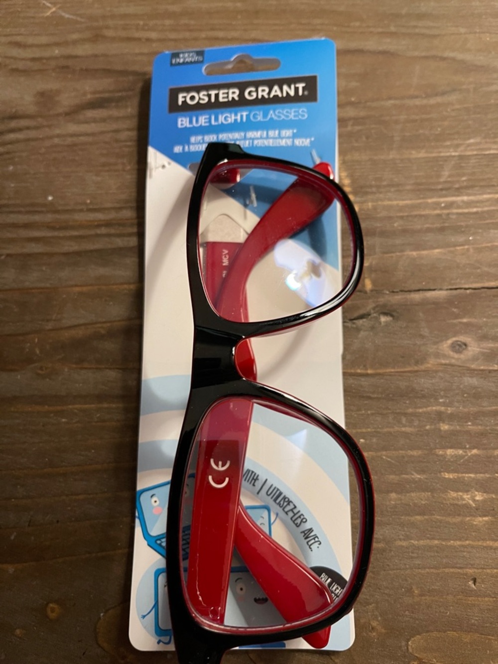 NEW Kids Foster Grant Black and Red Blue Light Glasses